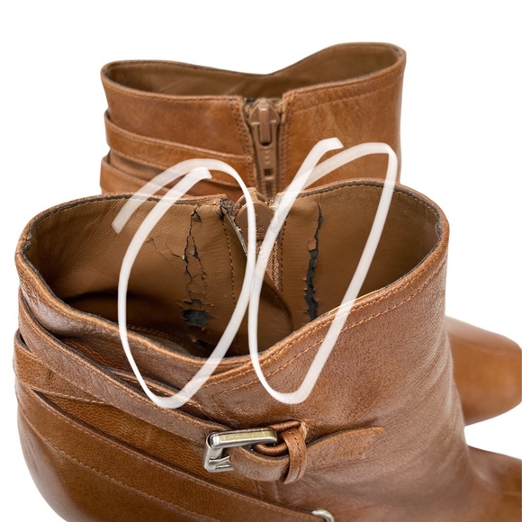 Nine West Peep Toe Booties ‘Single Life” Brown Leather Size 7-1/2M - Picture 9 of 10